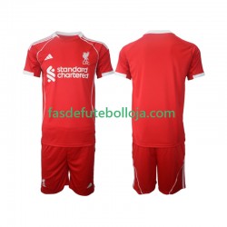 Camisola 1º Equipamento Liverpool 2025-2026 Manga Curta ,Criança
