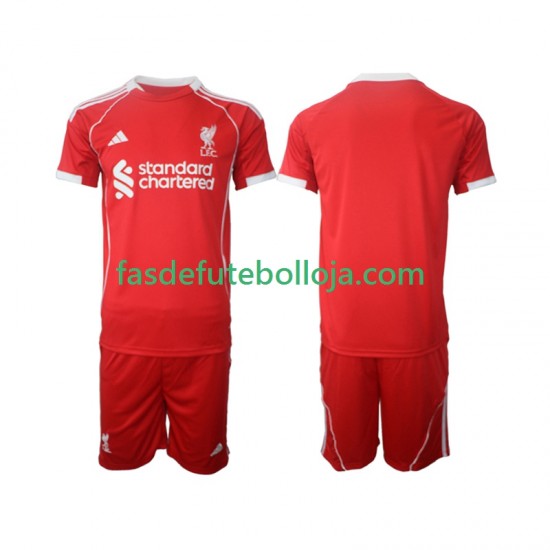 Camisola 1º Equipamento Liverpool 2025-2026 Manga Curta ,Criança