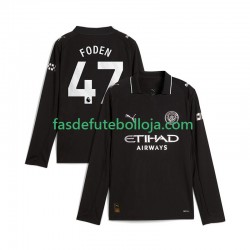 Camisola 2º Equipamento Manchester City Phil Foden 47 2025-2026 Manga Comprida ,Homem