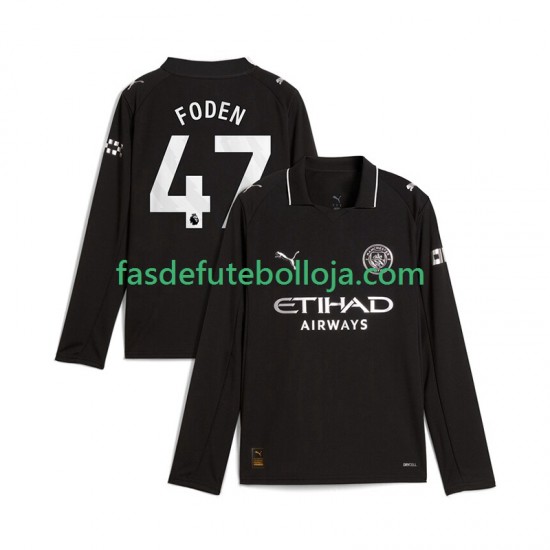 Camisola 2º Equipamento Manchester City Phil Foden 47 2025-2026 Manga Comprida ,Homem