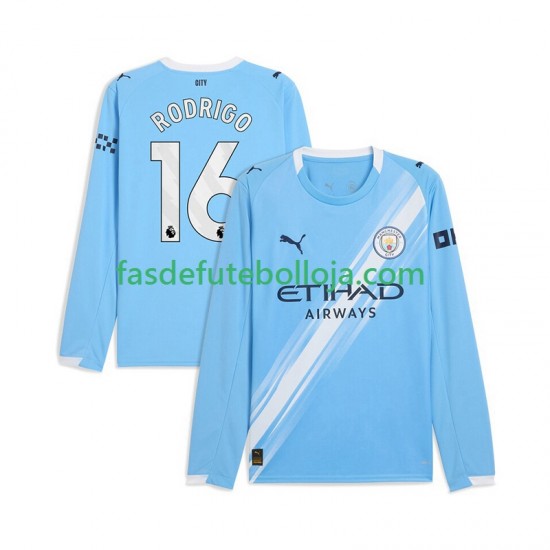 Camisola 1º Equipamento Manchester City Rodrigo Hernandez 16 2025-2026 Manga Comprida ,Homem