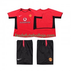 Camisola 1º Equipamento Manchester United 2004 2002 Manga Curta Retro ,Criança