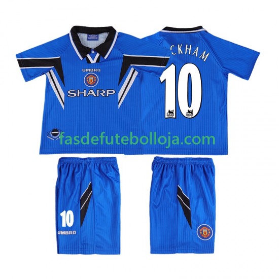 Camisola 3º Equipamento Manchester United BECKHAM 10 1996 1998 Manga Curta Retro ,Criança