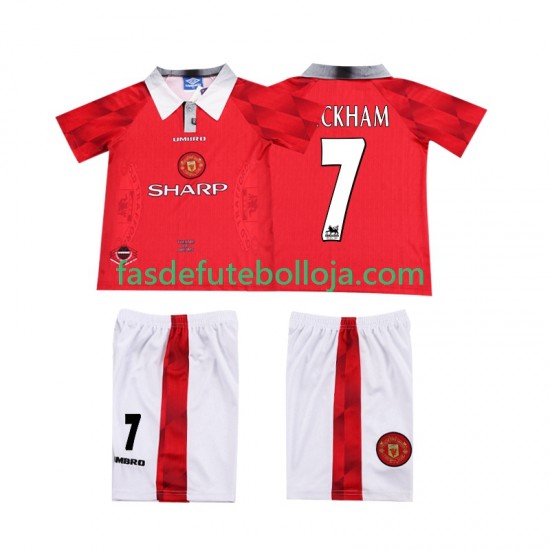 Camisola 1º Equipamento Manchester United BECKHAM 7 1996 1997 Manga Curta Retro ,Criança