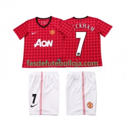 Camisola 1º Equipamento Manchester United BECKHAM 7 2012 2013 Manga Curta Retro ,Criança