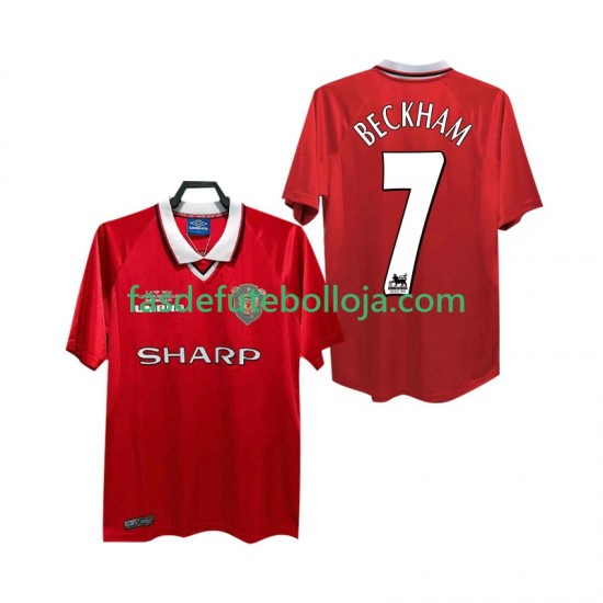 Camisola 1º Equipamento Manchester United BECKHAM 7 2000 1999 Manga Curta Retro ,Homem