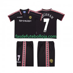 Camisola 2º Equipamento Manchester United Beckham 7 1998 1999 Manga Curta Retro ,Criança