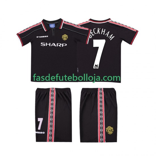 Camisola 2º Equipamento Manchester United Beckham 7 1998 1999 Manga Curta Retro ,Criança