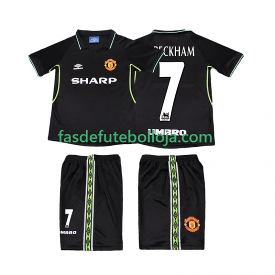 Camisola 3º Equipamento Manchester United Beckham 7 1998 1999 Manga Curta Retro ,Criança