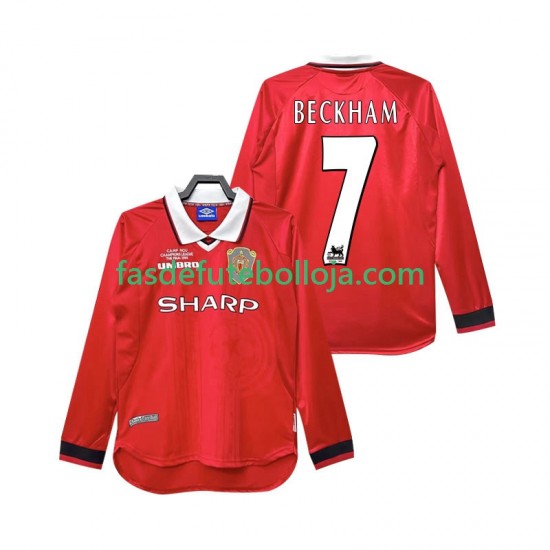 Camisola 1º Equipamento Manchester United Beckham 7 2000 1999 Manga Comprida Retro ,Homem