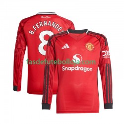 Camisola 1º Equipamento Manchester United Bruno Fernandes 8 2025-2026 Manga Comprida ,Homem