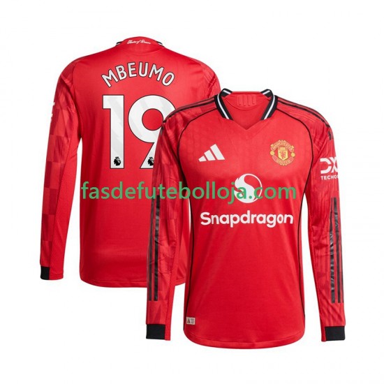 Camisola 1º Equipamento Manchester United Bryan Mbeumo 19 2025-2026 Manga Comprida ,Homem