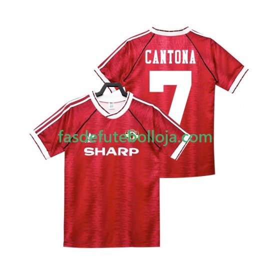 Camisola 1º Equipamento Manchester United CANTONA 7 1990 1992 Manga Curta Retro ,Homem