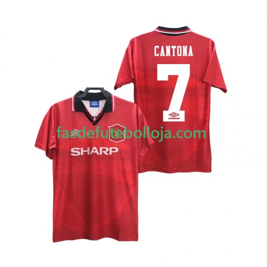 Camisola 1º Equipamento Manchester United CANTONA 7 1996 1994 Manga Curta Retro ,Homem