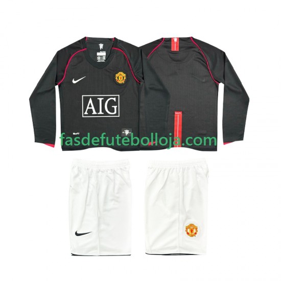 Camisola 2º Equipamento Manchester United 2007 2008 Manga Comprida Retro ,Criança