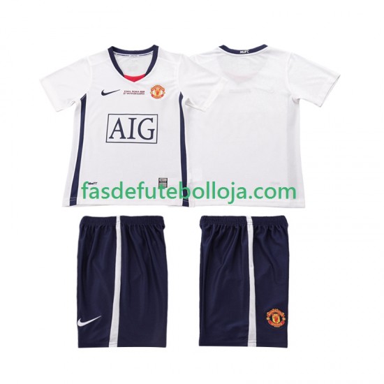 Camisola 2º Equipamento Manchester United Champions League 2009 2008 Manga Curta Retro ,Criança
