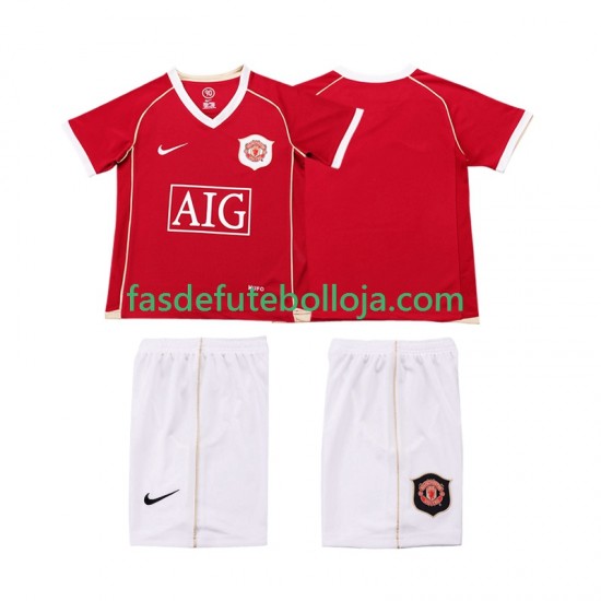 Camisola 1º Equipamento Manchester United 2007 2006 Manga Curta Retro ,Criança