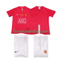 Camisola 1º Equipamento Manchester United Champions League 2007 2008 Manga Curta Retro ,Criança