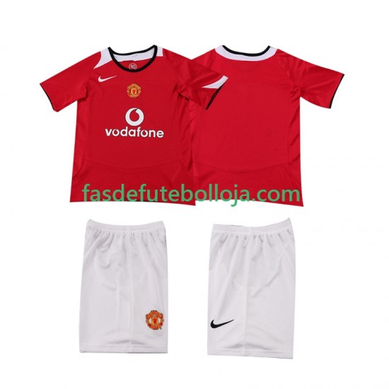 Camisola 1º Equipamento Manchester United 2005 2006 Manga Curta Retro ,Criança