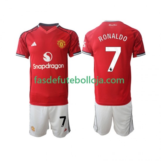 Camisola 1º Equipamento Manchester United Cristiano Ronaldo 7 2025-2026 Manga Curta ,Criança