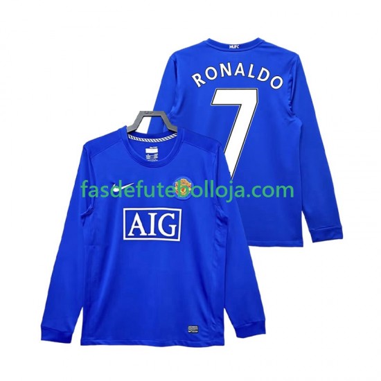 Camisola 3º Equipamento Manchester United Cristiano Ronaldo 7 2009 2008 Manga Comprida Retro ,Homem