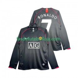 Camisola 2º Equipamento Manchester United Critstiano Ronaldo 7 2007 2008 Manga Comprida Retro ,Homem