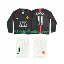 Camisola 2º Equipamento Manchester United GIGGS 11 2007 2008 Manga Comprida Retro ,Criança