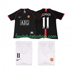 Camisola 2º Equipamento Manchester United GIGGS 11 2007 2008 Manga Curta Retro ,Criança
