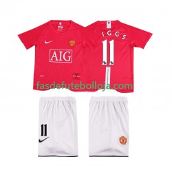 Camisola 1º Equipamento Manchester United GIGGS 11 Premier League 2007 2008 Manga Curta Retro ,Criança