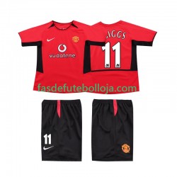 Camisola 1º Equipamento Manchester United GIGGS 11 2004 2002 Manga Curta Retro ,Criança