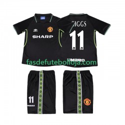 Camisola 3º Equipamento Manchester United GIGGS 11 1998 1999 Manga Curta Retro ,Criança