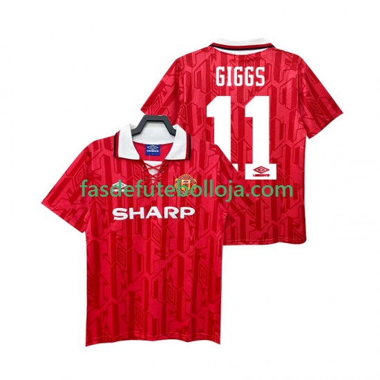 Camisola 1º Equipamento Manchester United GIGGS 11 1992 1994 Manga Curta Retro ,Homem