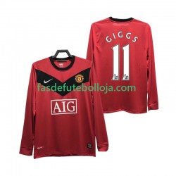 Camisola 1º Equipamento Manchester United GIGGS 11 2009 2010 Manga Comprida Retro ,Homem
