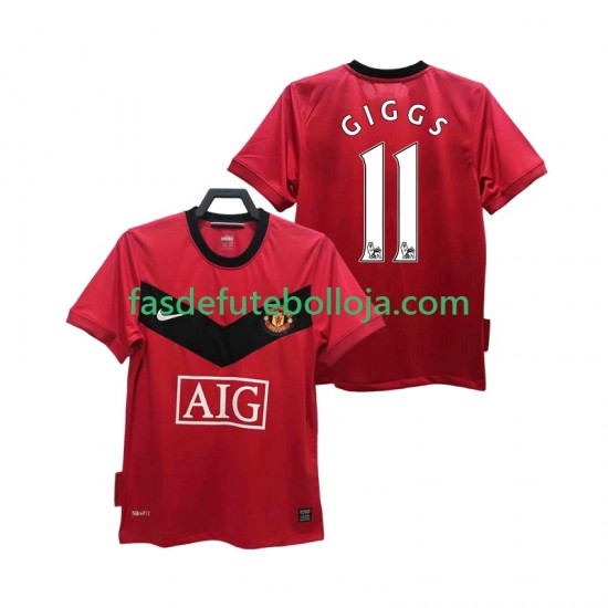 Camisola 1º Equipamento Manchester United GIGGS 11 2009 2010 Manga Curta Retro ,Homem