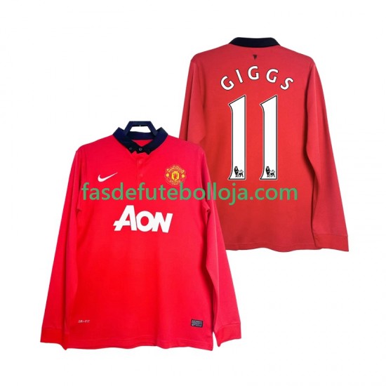 Camisola 1º Equipamento Manchester United GIGGS 11 2013 2014 Manga Comprida Retro ,Homem