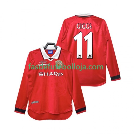 Camisola 1º Equipamento Manchester United Giggs 11 2000 1999 Manga Comprida Retro ,Homem