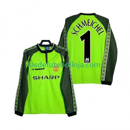 Camisola Guarda-redes 1º Equipamento Manchester United SCHMEICHEL 1 2000 1998 Manga Comprida Retro ,Homem