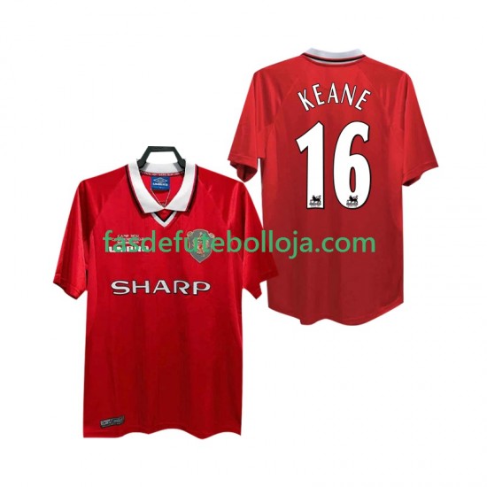 Camisola 1º Equipamento Manchester United Keane 16 2000 1999 Manga Curta Retro ,Homem