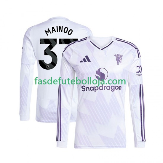 Camisola 2º Equipamento Manchester United Kobbie Mainoo 37 2025-2026 Manga Comprida ,Homem