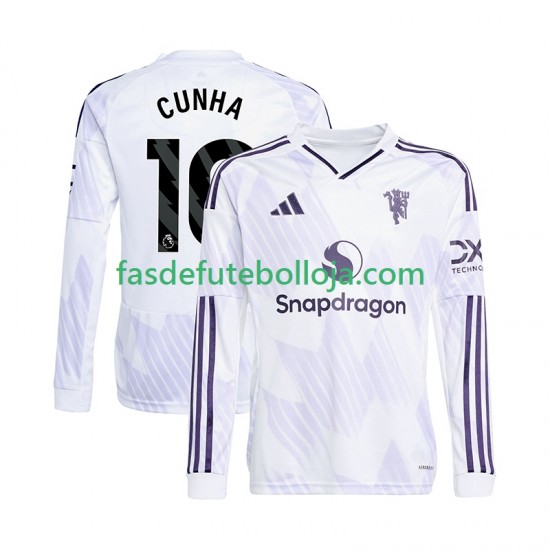Camisola 2º Equipamento Manchester United Matheus Cunha 10 2025-2026 Manga Comprida ,Homem