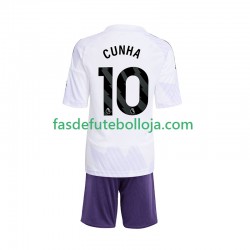 Camisola 2º Equipamento Manchester United Matheus Cunha 10 2025-2026 Manga Curta ,Criança