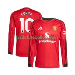 Camisola 1º Equipamento Manchester United Matheus Cunha 10 2025-2026 Manga Comprida ,Homem