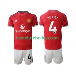 Camisola 1º Equipamento Manchester United Matthijs de Ligt 4 2025-2026 Manga Curta ,Criança