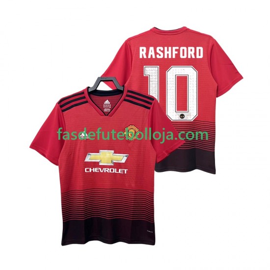 Camisola 1º Equipamento Manchester United RASHFORD 10 2018 2019 Manga Curta Retro ,Homem