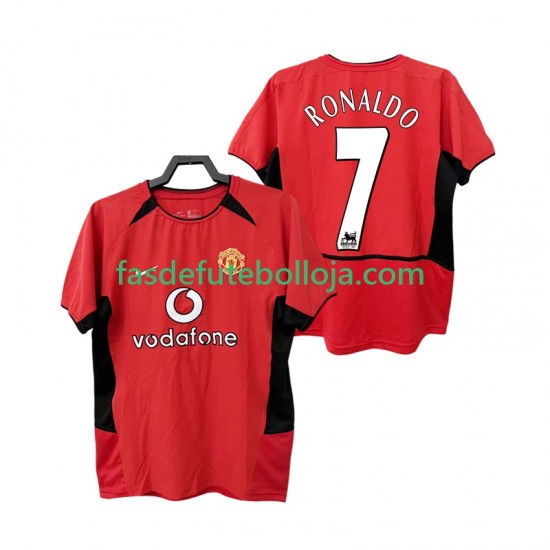 Camisola 1º Equipamento Manchester United RONALDO 7 2004 2002 Manga Curta Retro ,Homem