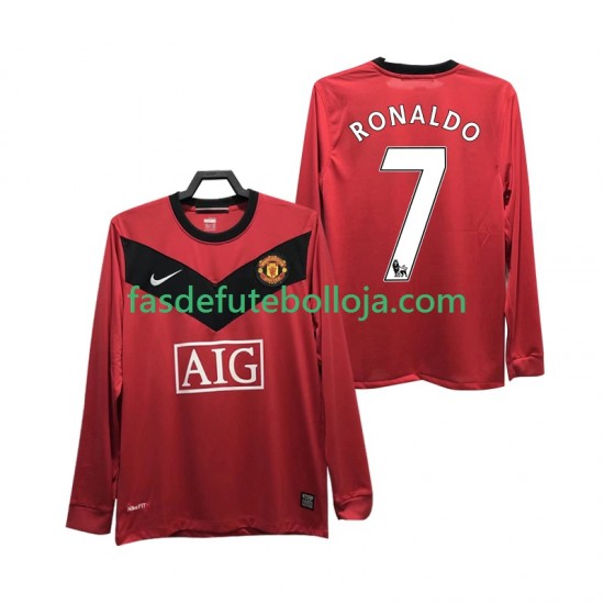 Camisola 1º Equipamento Manchester United RONALDO 7 2009 2010 Manga Comprida Retro ,Homem