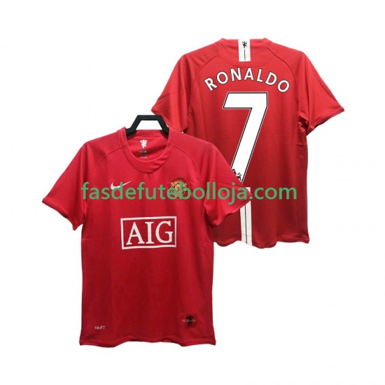 Camisola 1º Equipamento Manchester United RONALDO 7 Premier League 2007 2008 Manga Curta Retro ,Homem