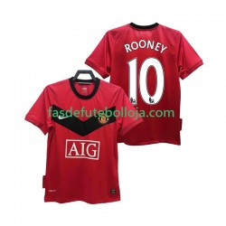 Camisola 1º Equipamento Manchester United ROONEY 10 2009 2010 Manga Curta Retro ,Homem