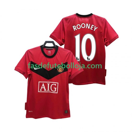 Camisola 1º Equipamento Manchester United ROONEY 10 2009 2010 Manga Curta Retro ,Homem