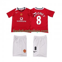 Camisola 1º Equipamento Manchester United ROONEY 8 2005 2006 Manga Curta Retro ,Criança